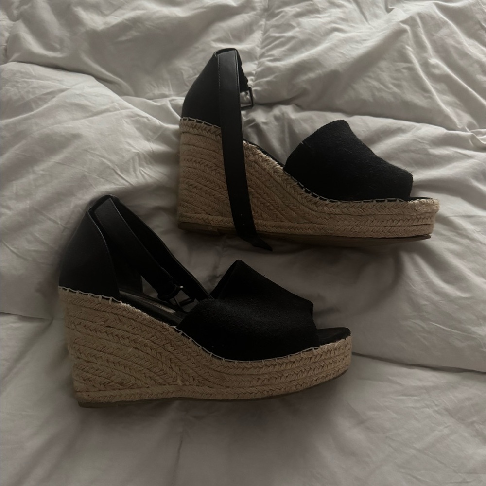 Black Espadrille Wedge Sandals